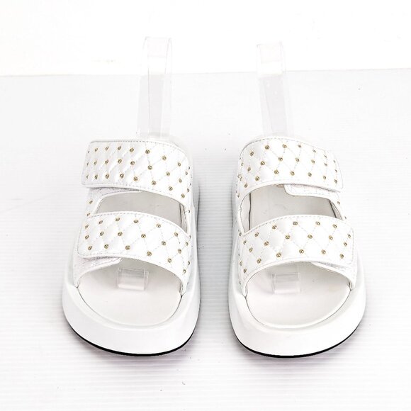 Jeffrey Campbell Women Studded Casual White Faux Patent Leather Sandals 8.5 - Picture 2 of 6